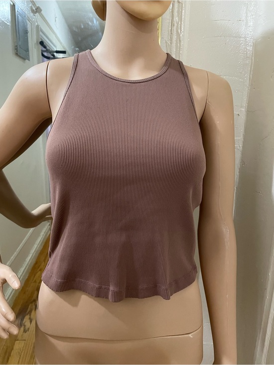 Vuori Tops - Vuori Mauve Ribbed Crop Tank
